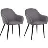 CLP Lot De 2 Chaises De Salle à Manger Boise En Tissu Avec Piètement En Métal Noir Gris Foncé 1 CLP Lot De 2 Chaises De Salle à Manger Boise En Tissu Avec Piètement En Métal Noir Gris Foncé -banc et tabouret Soldes Boutique 53720952 1