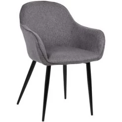 CLP Lot De 2 Chaises De Salle à Manger Boise En Tissu Avec Piètement En Métal Noir Gris Foncé 8 CLP Lot De 2 Chaises De Salle à Manger Boise En Tissu Avec Piètement En Métal Noir Gris Foncé -banc et tabouret Soldes Boutique 53720952 2