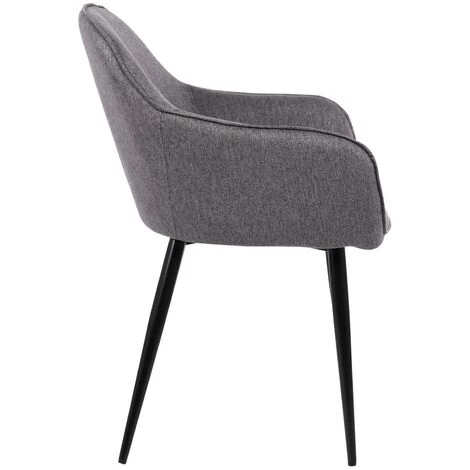 CLP Lot De 2 Chaises De Salle à Manger Boise En Tissu Avec Piètement En Métal Noir Gris Foncé 6 CLP Lot De 2 Chaises De Salle à Manger Boise En Tissu Avec Piètement En Métal Noir Gris Foncé – Image 4