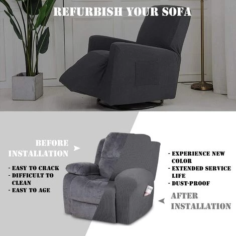 TANABATA Housse Fauteuil Relax Complète Elastique Couverture Pour Accoudoirs Fauteuil 1 Place Relax Extensible Housse Fauteuil Relax Electrique Gris 7 TANABATA Housse Fauteuil Relax Complète Elastique Couverture Pour Accoudoirs Fauteuil 1 Place Relax Extensible Housse Fauteuil Relax Electrique Gris – Image 5