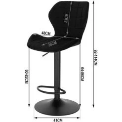 WOLTU Lot De 4 Tabouret De Bar En Velours.Réglables En Hauteur.Pivotant à 360°avec Dossier Repose-Pieds.Noir.siège 48x38cm -banc et tabouret Soldes Boutique 53818881 3