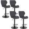 WOLTU Lot De 4 Tabouret De Bar En Velours.Réglables En Hauteur.Pivotant à 360°avec Dossier Repose-Pieds.Gris Foncé.siège 48x38cm