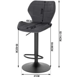 WOLTU Lot De 4 Tabouret De Bar En Velours.Réglables En Hauteur.Pivotant à 360°avec Dossier Repose-Pieds.Gris Foncé.siège 48x38cm -banc et tabouret Soldes Boutique 53818886 3