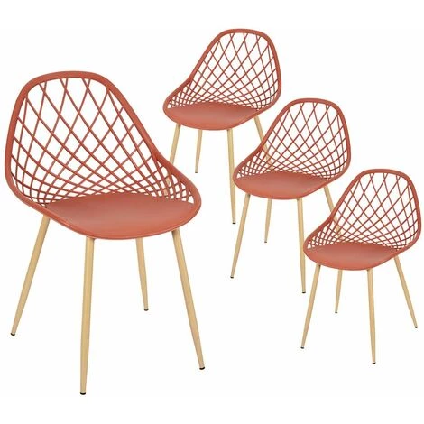 ALTOBUY TRESSIE - Lot De 4 Chaises Terracotta Coque Arrondie - Rouge 3 ALTOBUY TRESSIE - Lot De 4 Chaises Terracotta Coque Arrondie - Rouge