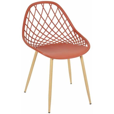 ALTOBUY TRESSIE - Lot De 4 Chaises Terracotta Coque Arrondie - Rouge 4 ALTOBUY TRESSIE - Lot De 4 Chaises Terracotta Coque Arrondie - Rouge – Image 2