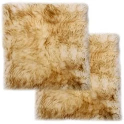 LANGRAY Coussins De Chaise 2 Pcs Mélange De Marron Mouton Véritable Maison & Jardin