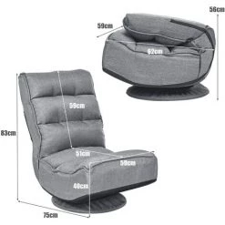 COSTWAY Chaise Relax Pivotant 360 Degrés Pliable Et Réglable En 5 Positions,Chaise Rembourrée Confortable Idéale Pour Lire, Regarder La Télévision Ou Joue -banc et tabouret Soldes Boutique 53933401 5