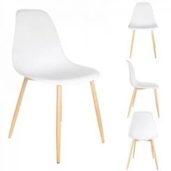 JARDIRICODECO Chaise Scandinave Gustav Blanche Pieds Metal