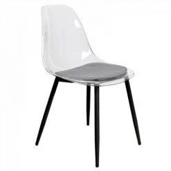 JARDIRICODECO Chaise Transparente Pieds Metal Noir -banc et tabouret Soldes Boutique 53958241 3