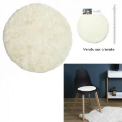 JARDIRICODECO Galette Chaise Imit Fourrure Fin Ecru 34cm