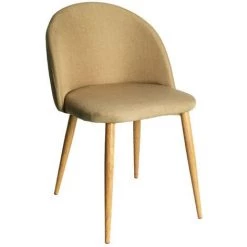 LES TENDANCES Chaise Scandinave Tissu Taupe Et Pieds Métal Clair Kazon - Lot De 2