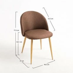 LES TENDANCES Chaise Scandinave Tissu Taupe Et Pieds Métal Clair Kazon - Lot De 2 -banc et tabouret Soldes Boutique 54083504 4