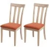 2x Chaise De Salle à Manger HHG-525 Tissu/textile Bois Massif ~ Cadre Naturel, Orange