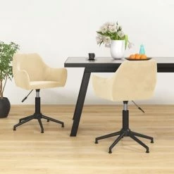 Chaise Pivotante De Salle à Manger Velours Crème VidaXL
