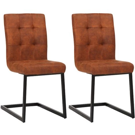 CLP Lot De 2 Chaises De Salle à Manger Feline En Tissu Avec Piètement Luge En Métal Marron 3 CLP Lot De 2 Chaises De Salle à Manger Feline En Tissu Avec Piètement Luge En Métal Marron