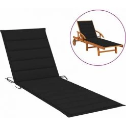 Hommoo Coussin De Chaise Longue Noir 200x50x3 Cm Tissu