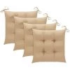 Hommoo Coussins De Chaise 4 Pcs Beige 40x40x7 Cm Tissu -banc et tabouret Soldes Boutique 54149032 1