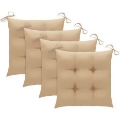 Hommoo Coussins De Chaise 4 Pcs Beige 40x40x7 Cm Tissu