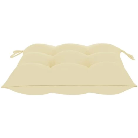 Hommoo Coussins De Chaise 2 Pcs Blanc Creme 50x50x7 Cm Tissu 6 Hommoo Coussins De Chaise 2 Pcs Blanc Creme 50x50x7 Cm Tissu – Image 4