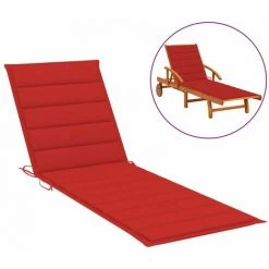 Hommoo Coussin De Chaise Longue Rouge 200x70x3 Cm Tissu