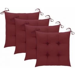Hommoo Coussins De Chaise 4 Pcs Bordeaux 40x40x7 Cm Tissu