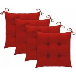 Hommoo Coussins De Chaise 4 Pcs Rouge 50x50x7 Cm Tissu