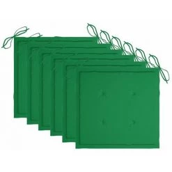 Hommoo Coussins De Chaise De Jardin 6 Pcs Vert 50x50x3 Cm Tissu