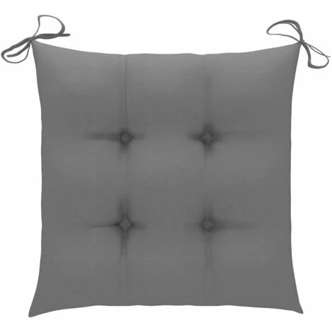 Hommoo Coussins De Chaise 2 Pcs Gris 50x50x7 Cm Tissu 4 Hommoo Coussins De Chaise 2 Pcs Gris 50x50x7 Cm Tissu – Image 2