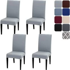 ALMI Housse De Chaise Extensible Lot De 4 Ou 6, Couverture Protecteur De Chaise Salle A Manger Universel Amovible Lavable Moderne Durable Pour Maison Hotel Restaurant Fete Banquet Cuisine Decoration