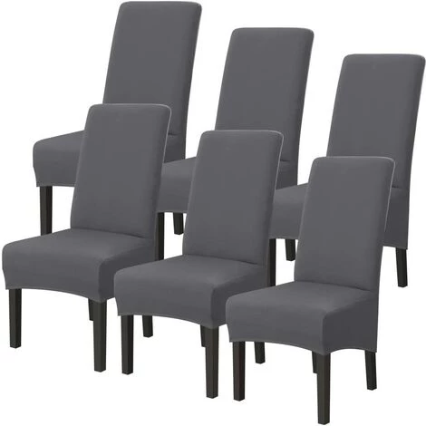 ALMI Housse De Chaise XL De Salle à Manger Extensible Couverture De Chaises Dossier Haut Amovible Et Lavable Housses De Chaises Pour Hotel Décor Mariage Gris 6PCS 3 ALMI Housse De Chaise XL De Salle à Manger Extensible Couverture De Chaises Dossier Haut Amovible Et Lavable Housses De Chaises Pour Hotel Décor Mariage Gris 6PCS