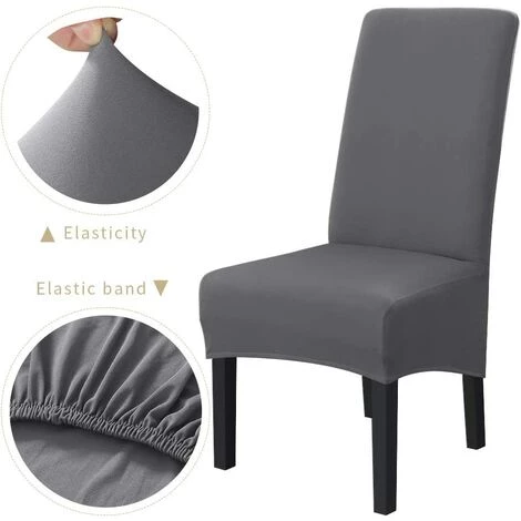 ALMI Housse De Chaise XL De Salle à Manger Extensible Couverture De Chaises Dossier Haut Amovible Et Lavable Housses De Chaises Pour Hotel Décor Mariage Gris 6PCS 5 ALMI Housse De Chaise XL De Salle à Manger Extensible Couverture De Chaises Dossier Haut Amovible Et Lavable Housses De Chaises Pour Hotel Décor Mariage Gris 6PCS – Image 3