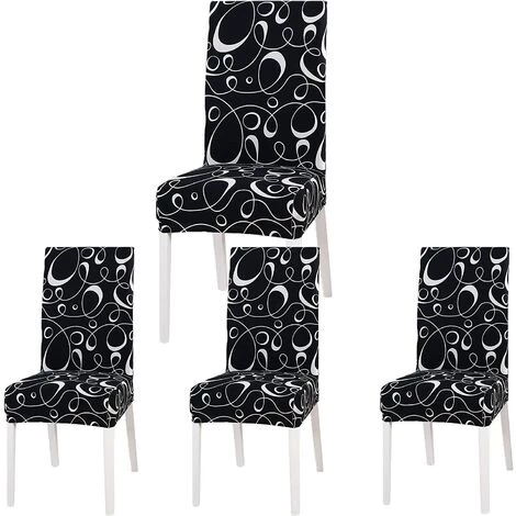 ECHOO Housse De Chaise De Salle A Manger,Housse De Chaise Extensible,Couverture De Chaise Haut Decoratives Pour Banquet Hôtel Cuisine Mariage Restaurant (4 Pièces,Noir&Blanc&Lignes) 3 ECHOO Housse De Chaise De Salle A Manger,Housse De Chaise Extensible,Couverture De Chaise Haut Decoratives Pour Banquet Hôtel Cuisine Mariage Restaurant (4 Pièces,Noir&Blanc&Lignes)