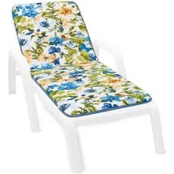 EMMEVI Coussin De Transat Pliant Douce Housse De Place Chaise Longue Motif Floral - Bleu