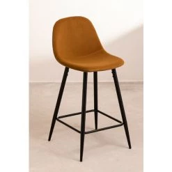Tabouret Haut En Velours Glamm SKLUM Velours - Acier Noir Miel - ↑65 Cm Noir Miel -banc et tabouret Soldes Boutique 54313296 3