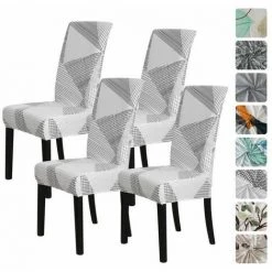 Housse De Chaise Extensible Couleur De Gris 4 Pièces FUIENKO