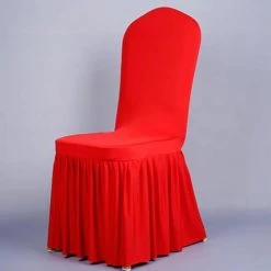 Housse De Chaise Jupe Plissée Rouge En 1PCS FUIENKO 7 Housse De Chaise Jupe Plissée Rouge En 1PCS FUIENKO -banc et tabouret Soldes Boutique 54329082 2