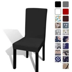 Housse De Chaise Simple Couleur De Noir 4 Pièces FUIENKO