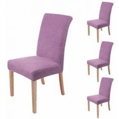 Housse De Chaise Élastique Violet En 4 Articles FUIENKO