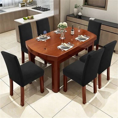 Housse De Chaise élastique Noire Hauteur 40-50cm En 4 Pcs FUIENKO 4 Housse De Chaise élastique Noire Hauteur 40-50cm En 4 Pcs FUIENKO – Image 2