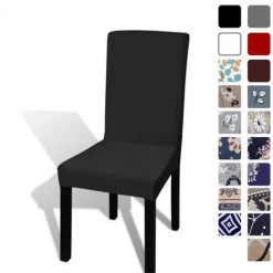 Housse De Chaise élastique Noire Hauteur 40-50cm En 4 Pcs FUIENKO 8 Housse De Chaise élastique Noire Hauteur 40-50cm En 4 Pcs FUIENKO -banc et tabouret Soldes Boutique 54330837 3