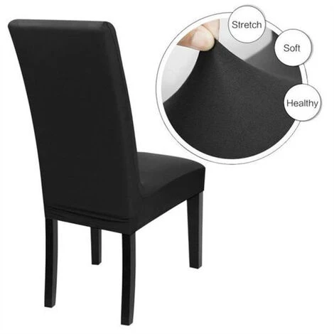 Housse De Chaise élastique Noire Hauteur 40-50cm En 4 Pcs FUIENKO 6 Housse De Chaise élastique Noire Hauteur 40-50cm En 4 Pcs FUIENKO – Image 4