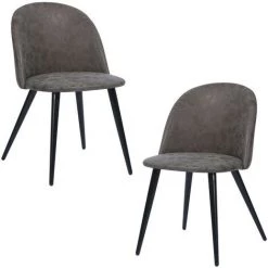 URBAN MEUBLE Lot De 2 Chaises Scandinave Marron Pied Noir