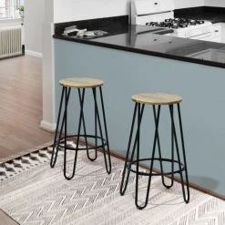 URBAN MEUBLE Lot De 2 Tabourets De Bar Indus Hauteur 63 Cm Pied Noir Couleur Bois Chêne 8 URBAN MEUBLE Lot De 2 Tabourets De Bar Indus Hauteur 63 Cm Pied Noir Couleur Bois Chêne -banc et tabouret Soldes Boutique 54331972 2
