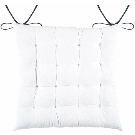 LOVELY CASA Lot De 4 Galettes De Chaise 16 Points 40x40 Papercut Coton - Blanc 4 LOVELY CASA Lot De 4 Galettes De Chaise 16 Points 40x40 Papercut Coton - Blanc – Image 2