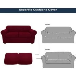READCLY Élastique Housse Canapé 2 Places Epaisse Housse De Fauteuil Avec Accoudoirs Élastique Housse Canapé Universelle Extensible Protecteur De Meuble(2 Places, Vin Rouge) -banc et tabouret Soldes Boutique 54471496 4