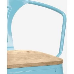 AHD AMAZING HOME DESIGN Tabouret Haut De Bar Et Cuisine Design Industriel Style Tolix Steel Wood Back Light | Turquoise -banc et tabouret Soldes Boutique 54641004 5