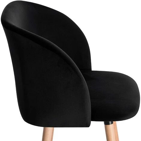 WOLTU 4 X Chaise De Salle à Manger Noir. Pieds En Bois Massif Rembourrage En Velours. Scandinave. L45 X P46cm - Noir 6 WOLTU 4 X Chaise De Salle à Manger Noir. Pieds En Bois Massif Rembourrage En Velours. Scandinave. L45 X P46cm - Noir – Image 4