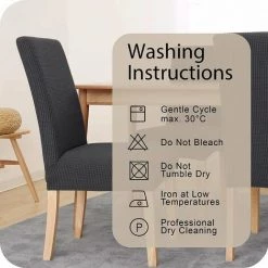 DENUOTOP Housse De Chaise De Bureau 4 Pièces Jaquard Extensible Microfiber Pour Réception Anniversaire Gris -banc et tabouret Soldes Boutique 54956067 5