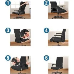 DENUOTOP Housse De Chaise De Bureau Avec Accoudoir - Résistante à La Poussière - Souple - Universelle - Extensible - Antidérapante - Lavable - Amovible - Maroom XL -banc et tabouret Soldes Boutique 54956075 3