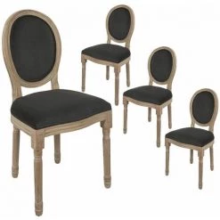 ALTOBUY LOUISE - Lot De 4 Chaises Baroques Velours Gris Anthracite - Gris Anthracite